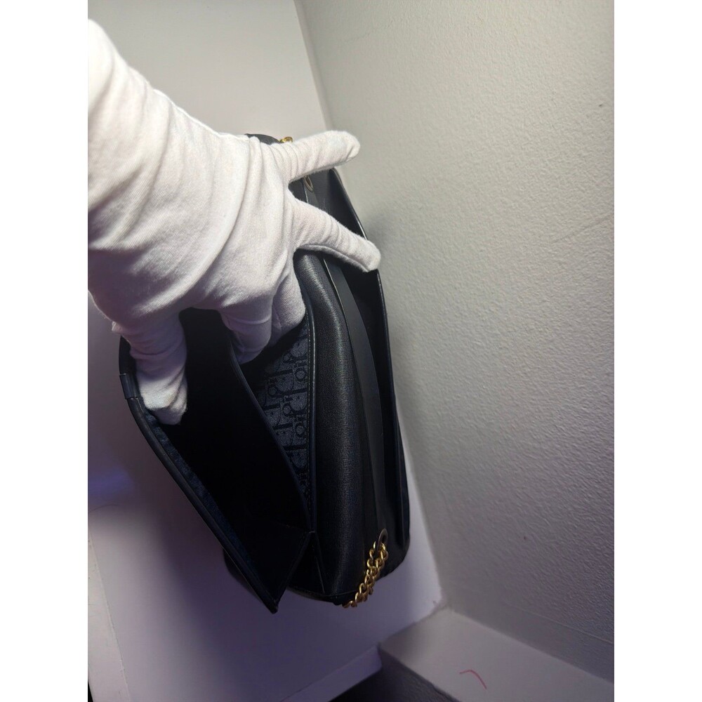 Vintage Christian Dior Navy Trotter mono canvas envelope bag w chain COA - Picture 12 of 13